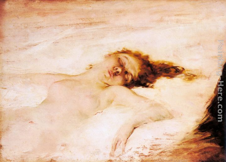 A Reclining Nude painting - Eduardo Leon Garrido A Reclining Nude art painting